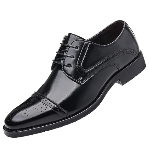 Men's Lace up Dress Shoes Driving Casual Leather Oxford Comfortable Slip Formal Business Casual Work Shoes for Autumn