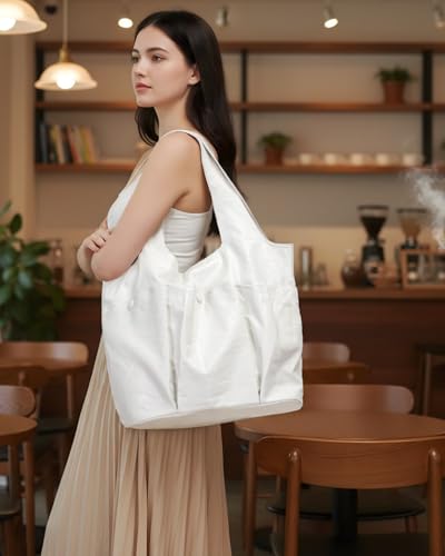 Bolsa Hobo grande vegana para mujer color blanco miniatura 2