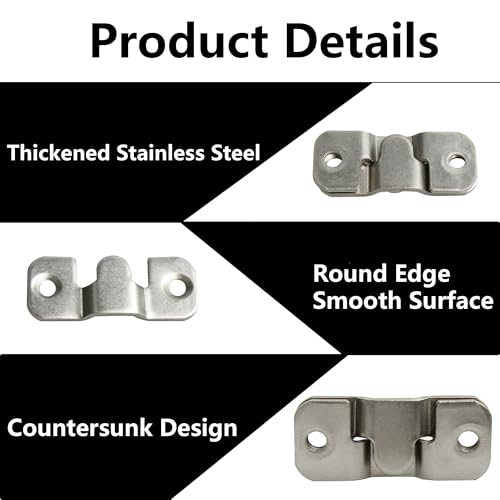 Runseaway 16PCS Flush Mount Bracket, 43x19mm Interlocking Furniture Connector, Stainless Steel Picture Hangers Photo Frame Hook, Headboard Wall Mounting Brackets Sectional Couch Connectors