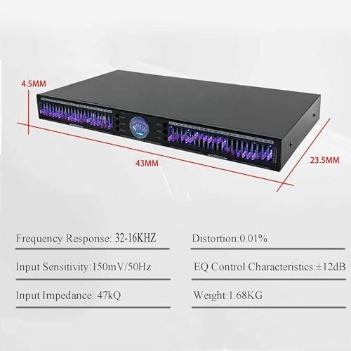 Ecualizador de audio gráfico digital de 22 bandas, 32 Hz - 16 kHz, estéreo, con ajuste independiente de graves, medios y agudos, sintonizador digital de espectro para uso doméstico, DJ y club miniatura 3