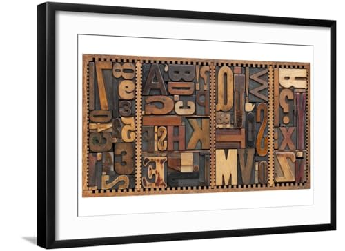 ART.COM Wall Art Print Vintage Letterpress Printing Blocks Abstract With