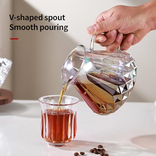 Image of Bincoo Pour Over Coffee Maker&Dripper, Style Cone Filter + 600ml Glass Coffee Server, Manual Coffee Brewer Set, Reusable Coffee Filter Holder, Great Gift for Coffee Enthusiasts(Colorful)