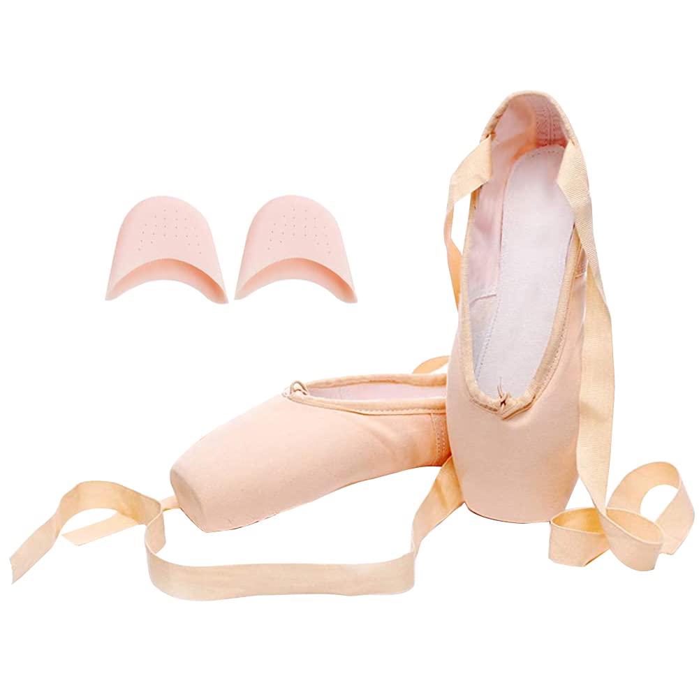 M&Catree Scarpette da Danza Classica Punte Pointe Balletto Scarpe da Ballo con Nastri per Donna e Ragazza