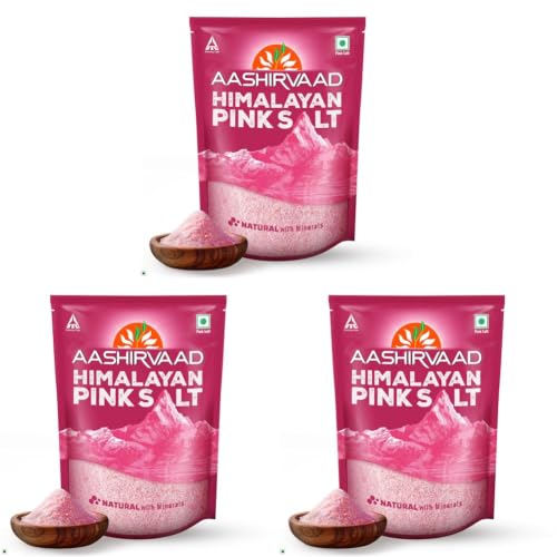 Image of Aashirvaad Himalayan Pink Salt, 100% Natural Rock Salt Sourced from the Himalayan Ranges, Pure Sendha Namak with Minerals for Everyday Use, 1 Kg (Pack of 3)