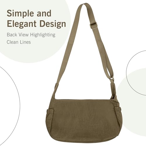 Image of Canvas Crossbody Bag for Women, Shoulder Bag with Pockets, Casual Travel Messenger Bag