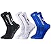 FANTESI 3 Paare Fußballsocken für Herren Damen, Sportsocken Fußball Anti Rutsch Grip Fußball Socken 35-39 Rutschfeste Sportsocken für Fussball Basketball Laufen, Weiß, Schwarz, Blau