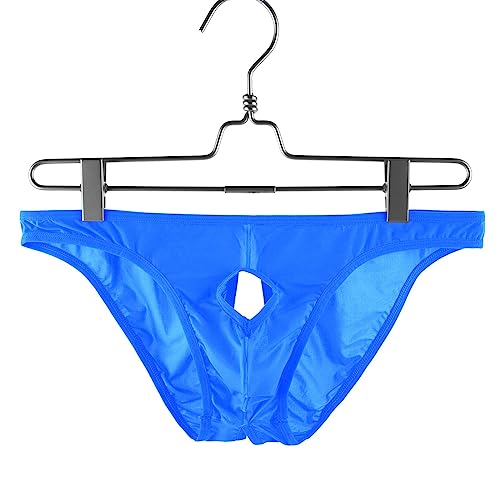 Men's Hole in Front Thongs Lingerie, Bulge Enhancing G-String Pouch Soft Fun Trunks Blue X-Large3