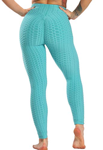 FITTOO Leggings Push Up Mujer Mallas Pantalones Deportivos Alta Cintura Elásticos Yoga Fitness  Azul  L