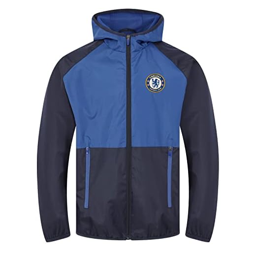 Chelsea FC officiel - Coupe-vent/Imperméable thème football - homme - bleu marine/bleu roi - XL