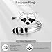 PRAYMOS Raccoon Gifts, Raccoon Ring 925 Sterling Silver Thumb Ring Adjustable Open Rings for Women