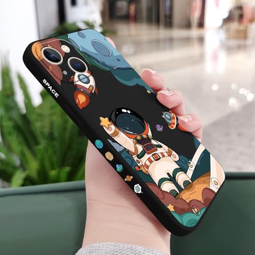 LEECG for iPhone 13 Case Flower Butterfly Cute Astronaut Design Phone Cover Soft Microfiber Lining Slim Liquid Silicone Case for iPhone 13-Astronaut Black by LEECG - Image 2