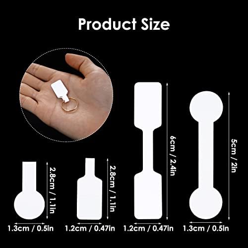 Prasacco 600 Pieces Blank Jewelry Price Stickers Self Adhesive White Jewelry Price Tags Rectangle Round Short Dumbbell Price Labels for Necklace Earring Ring Jewelry Display