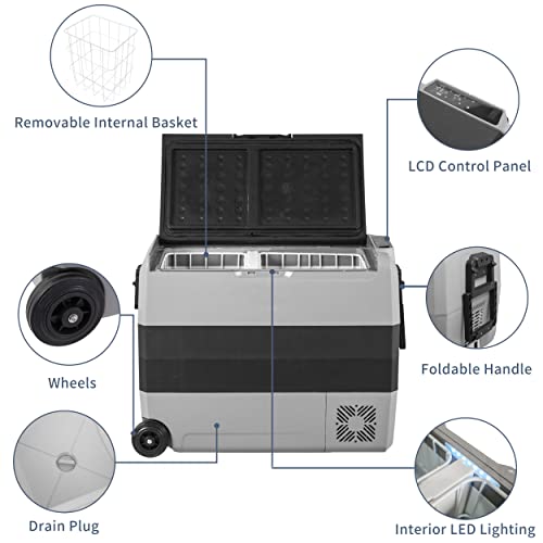 Alpicool T60 Dual Temperature Control 12 Volt Refrigerator 63 Quart Portable Car Fridge Freezer (-4°F~68°F) For Truck, Rv, Boat, Camping And Travel #TOP4