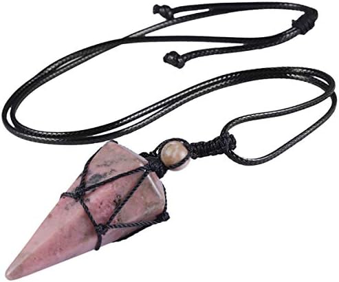 mookaitedecor Healing Crystal Point Necklace for Women Men, Semi Precious Stone Pendant with Adjustable Chain for Healing Reiki Chakra