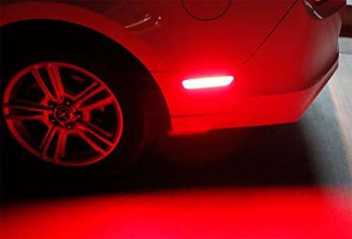 Ijdmtoy Smoked Lens Red Full Led Rear Side Marker Light Kit Compatible With 2005-09 Ford Mustang, Powered By 54-Smd Led, Replace Oem Back Sidemarker Lamps #TOP6