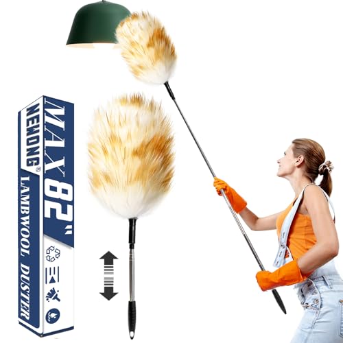 NEWONG Extendable Lambswool Duster, Up to 82 in, Aluminum Handle