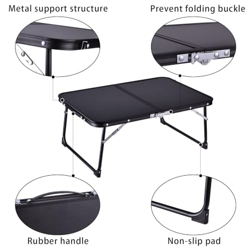 Image of Foldable Laptop Desk, Portable Bed Table with Hidden Storage, Black