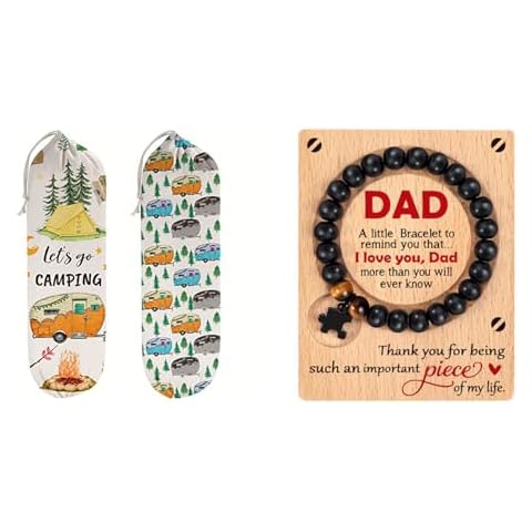 Dad Gifts Set for Father's Day- Dad Bracelet Gift- Camper Decor Plastic Bag Holder Cover