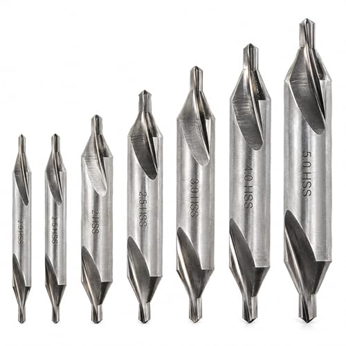 Image of Anhoer HSS M2 Centre Drill Bits Set, 60-Degree High Speed Steel Countersink Tool Kit for Lathe Metalworking, Positioning & Chamfering on Iron, Aluminium and Copper
