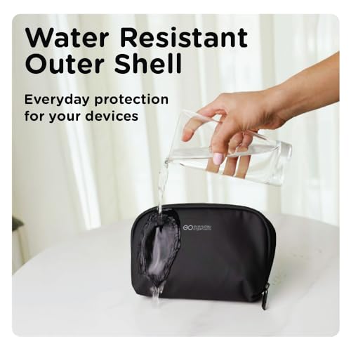 Image of eo Tech Organizer Pouch for Travel | Cable Organiser Bag for Charger, Laptop Accessories, Gadget, Electronics, Power Bank, Toiletry & Personal Care Storage Case (Black, Tech Pouch)