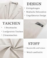 PJ PAUL JONES Herren Sakko Sportlich Regular Fit Freizeit Leinen Blazer Business Anzugjacke (Weiß, L) – Ansicht 3