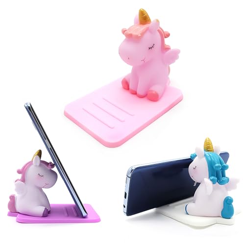 M Mugit KZ-02 Unicorn Phone Holder - 3 Pack Adjustable Stand - Lovely Animal Desktop Cell Phone Stand, Creative Cartoon Multi-Function Desk Phone Stand cover