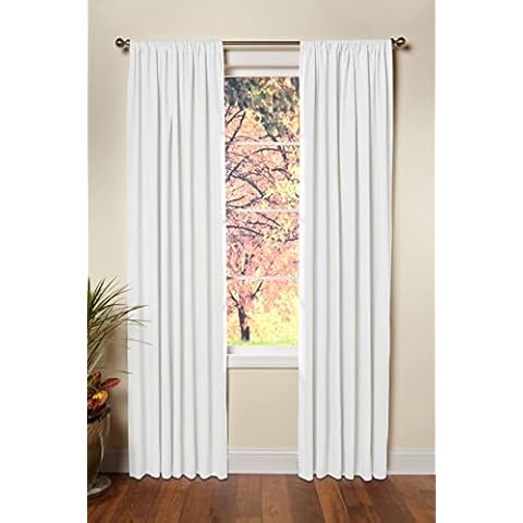 COTTON CRAFT White Curtain Window Panel Drapes - Set of 2 - Thick Cotton Duck Fabric Reverse Tab Top Window Treatment - Bonus Tie Backs - Clean Crisp Elegant Look - Bedroom Living Room - 50 W x 84 L Cover