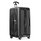 Traveler's Choice Ultimax II Polycarbonate Hardside Luggage with Spinner Wheels, Matte Black, 28-Inch Medium Trunk
