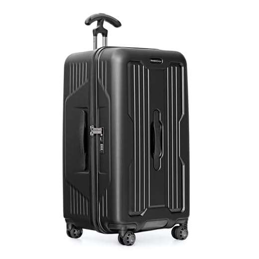 Traveler's Choice Ultimax II 26" Medium Trunk Spinner Luggage, Tie Down Straps, Matte Black, Checked Inch
