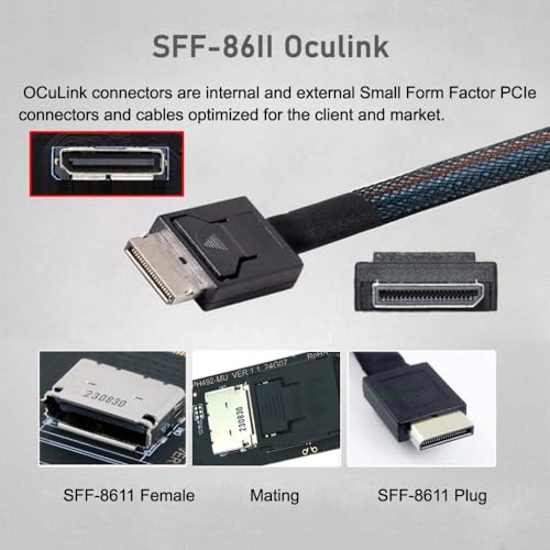 CY Adapter PCI-Express 4.0 PCIE 16x Detachable to Four Oculink SFF-8612 SFF-8611 Internal VROC Raid0 Adapter for U.2 SSD eGPU External Graphics Card Dock - Thumbnail 7
