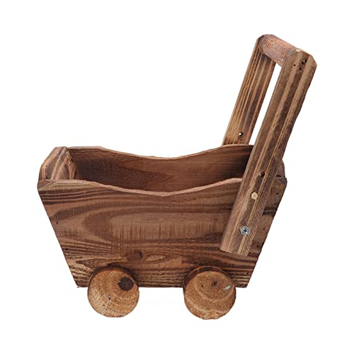 RASTKY Maceta Multifuncional, Carrito de Madera, Macetero de Barril Suculento de Madera de Cedro Resistente para Porche de Jardín, Amigos