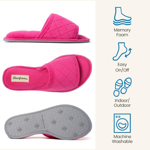 Image of Dearfoams womens Slipper Memory Foam Summer House Shoe Beatrice Terry Slide