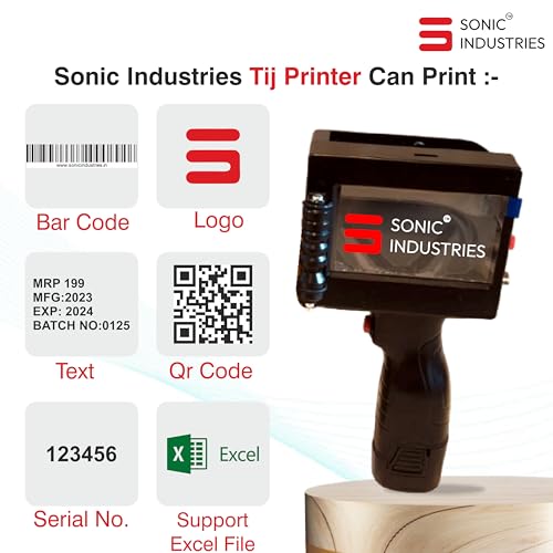 SONIC INDUSTRIES 12.7mm Portable Handheld Thermal Inkjet Printer Plastic Body with Sonic Premium Solvent Cartridge Designed for All Manufacturing... - Image 3