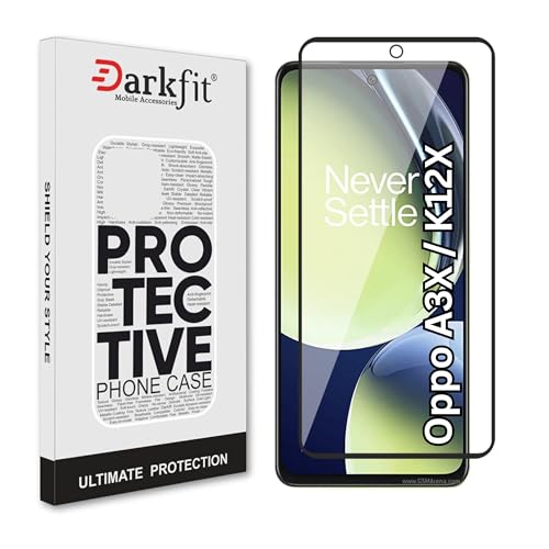 Image of DARKFIT Tempered Glass Premium Screen Protector Compatible for Oppo A3X / K12X | Edge to Edge Coverage with Easy Installation Kit | Scratch Resistance | HD Clear Glass (Black Border) | Pack of 1