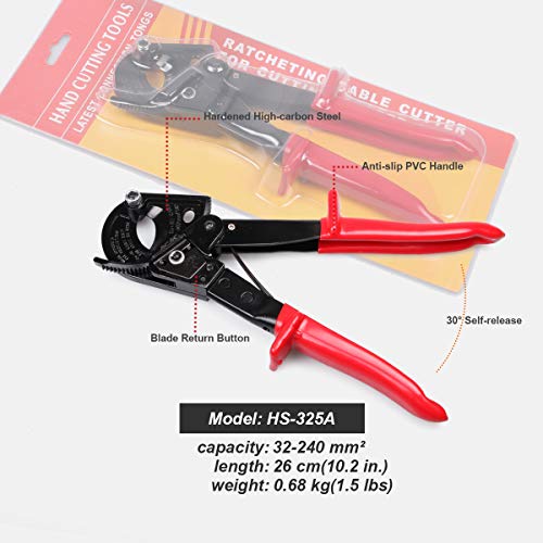 Heavy Duty Ratchet Cable Cutter for Aluminum Copper Cable up to 240mm²