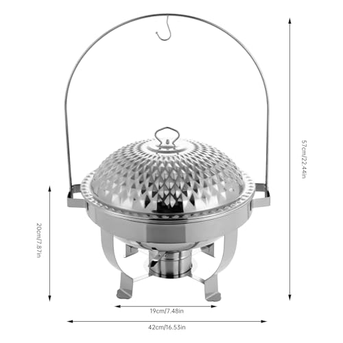 Set di scaldavivande da buffet, in acciaio inox, rotondo, con coperchio appeso, scaldavivande autoportante per catering e sala da pranzo