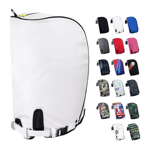 SANDIAN White Color Golf Bag Rain Hood Cover for Standard Size Waterproof 1260D Oxford Polyester 12x20 Inches Padded Protection PU Coated Two Sided Zipper Adjustable Buckle Lock Fasteners