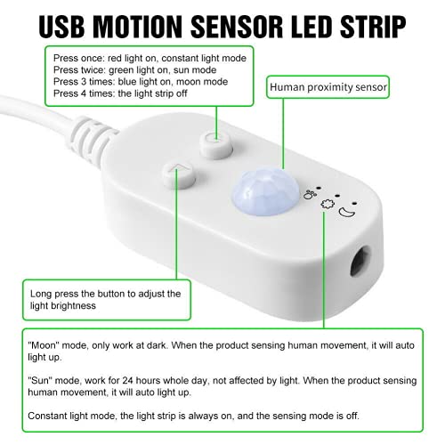 Tira LED con sensor de movimiento USB 5M blanco frío miniatura 4