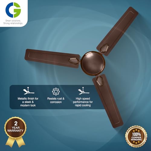 Image of CG Hansair | Decorative High-Speed 1200mm Ceiling Fan | 100% Copper Motor | 2-Year Warranty | Double Ball Bearing | Metallic Choco Brown