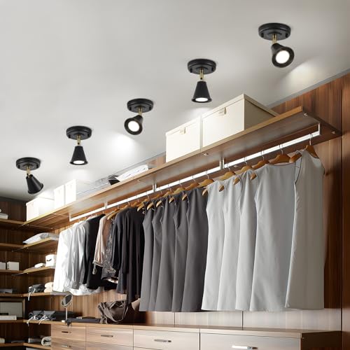 Image of Modern Flush Mount Ceiling Spot Light, Adjustable Directional Head, Black Spot Lights Indoor, Ceiling /Wall Mounted Single Track Light for Living Room, Corridor, Stairs.(2 Pack )
