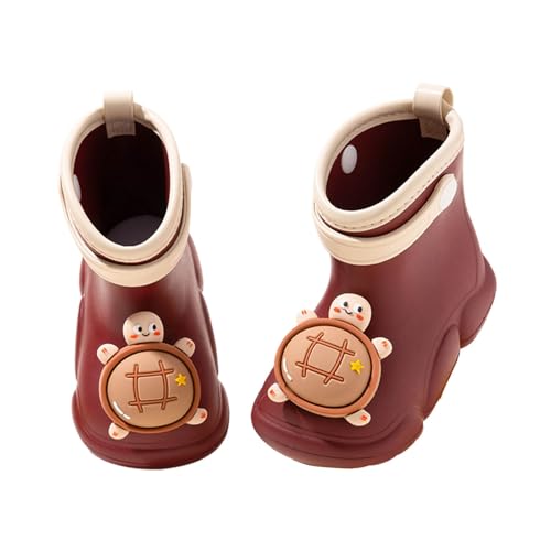 Generisch Botas de goma para niños, niños, niñas, bebé, dibujos animados, antideslizantes, ligeras, impermeables, cómodas, transpirables, al aire libre, para guardería, escuela, excursión, Brick Red 3