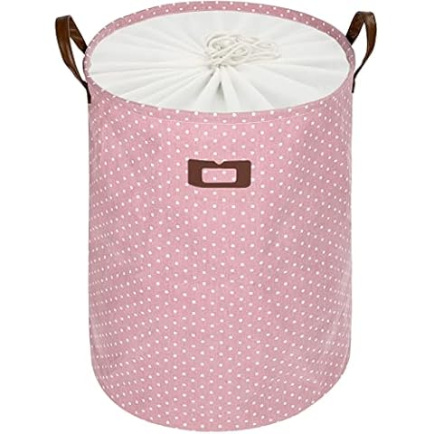 DOKEHOM 22-Inches Freestanding Laundry Basket with Lid, Collapsible Extra Large Drawstring Clothes Hamper Storage with Handle (Pink, XL) Cover