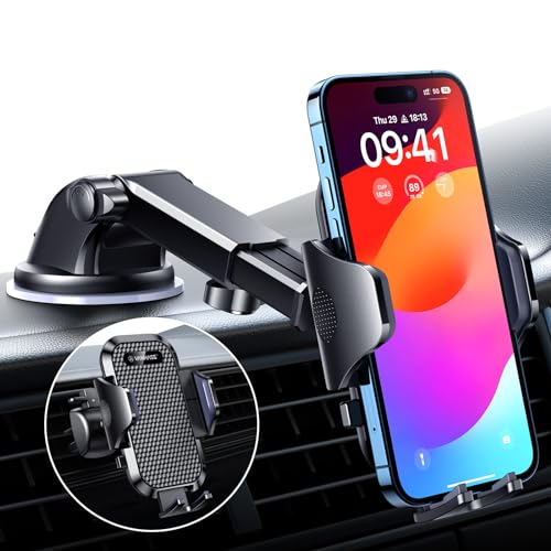VANMASS Car Phone Holder 2026 BEST 85+ lbs Strongest Suction & Vent Clip True Military-Grade Patent Universal Mobile Vehicle Mount Dashboard Windscreen Van Cradle for 17 Pro Max 16 15 14 Samsung