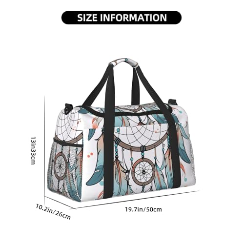 Dream Catcher Print Travel Duffle Bag - Foldable Personal Item Travel Bag for Women & Men,Carry-On Convertible Crossbody Tote Bags with Adjustable Shoulder Strap & Pockets 13x10.2x19.7 in4