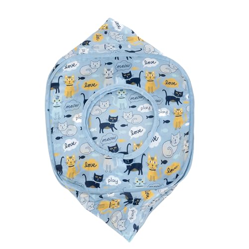 Image of Kitty City Cat Print Pop-Up Play Cube, Collapsible Indoor Hideout with Peekaboo Openings, Lightweight Foldable Cube for Play & Lounging, Blue