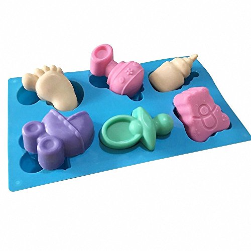 Moldfun Baby Shower Baby Feet Carriage Feeding Bottle Pacifier Silicone Mold For Baking, Pretzel, Cake Top Fondant Decorating, Jello, Mint, Chocolate, Ice Cube, Gelatin, Soap, Bath Bomb #TOP4