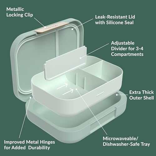 Image of Bentgo Modern Adult Bento Lunch Box with 3-4 Compartments | Leak-Resistant, 5.5-Cup Capacity, Adjustable Divider, Microwave & Dishwasher-Safe Tray (Mint Green)