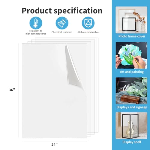 Image of Art3d Plexiglass Sheets, Clear & Flexible, 5-Pack of 24 x 36 inch