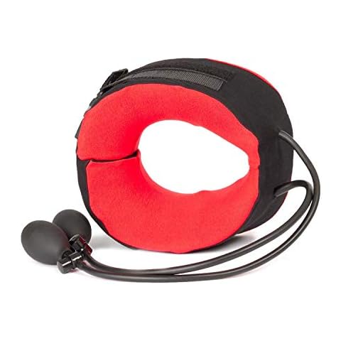 Body Sport TracCollar Cervical Neck Traction Device, Small/Medium, Fits 14” to 16” Neck Size – Release Pressure for Neck Pain Relief – Inflatable Neck Stretcher with 2 Hand Pump System Cover