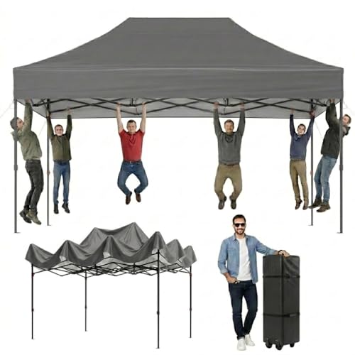 Aoxun Faltpavillon 3x4,5m Wasserdicht Stabil, Pop Up Pavillon mit Handtasche, UV-Schutz 50+ Gartenzelt Inkl. Rolltasche, Sandbags, Partyzelt Fuer Camping, Strand, Hochzeit und Outdoor Shelter, Grau